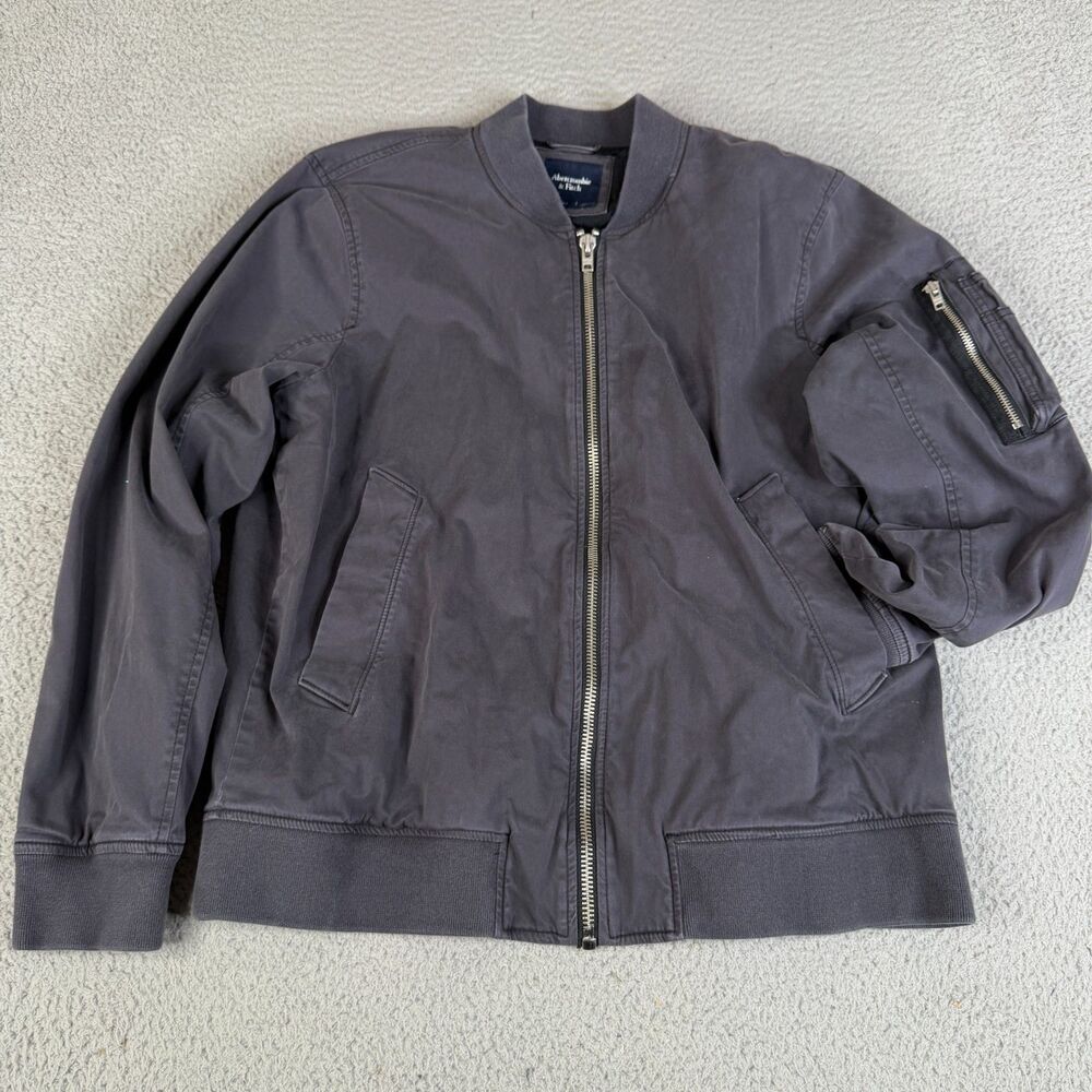 VTG ABERCROMBIE FITCH Jacket Men XL Blue Full Zip Military Surplus Bomber Flight